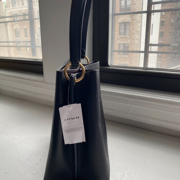 Coach Black Pebbled Leather Charlie Bucket Bag NWT - Picture 3 of 11